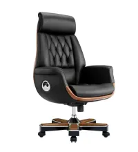 Кресло HAWASAN (ХАВАСАН) PREMIUM "GALANT EX-805", до 200 кг, синхромеханизм, натуральная кожа, цвет чёрный, 982216