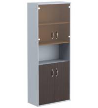 Шкаф комбинированный малыми стеклянными и глухими дверьми СТ-1.4 Венге Магия/Металлик 770*365*1975